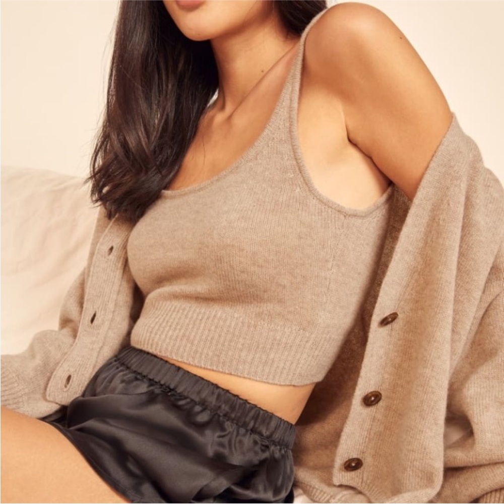 Reformation Varenne Cashmere Cropped Tank Women’s Size Medium In Oatmeal